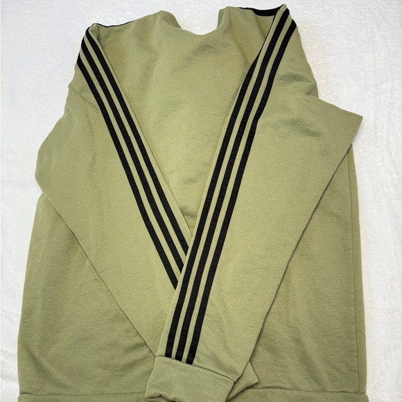 Adidas Olive Green Sweatshirt with Black Stripes - Picture 2 of 3